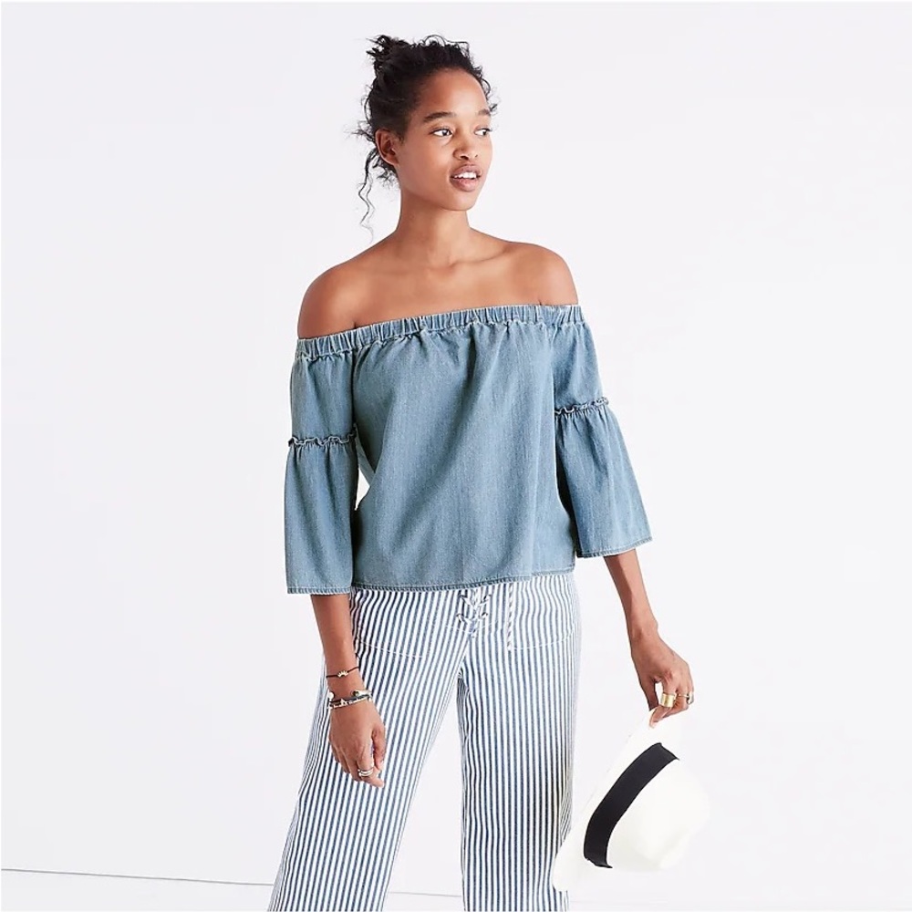 MADEWELL - Denim Azalea Off-the-Shoulder Top size extra small